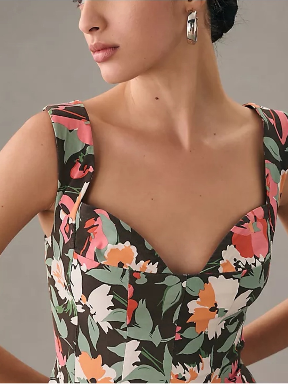 Anthropologie Sweetheart Floral Mini Dress Black Medium NWT Weekend Garden Party - Picture 4 of 15